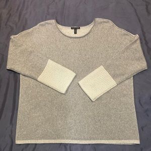 Eileen Fisher Recycled Cashmere Sweater Large Heathered Light Gray